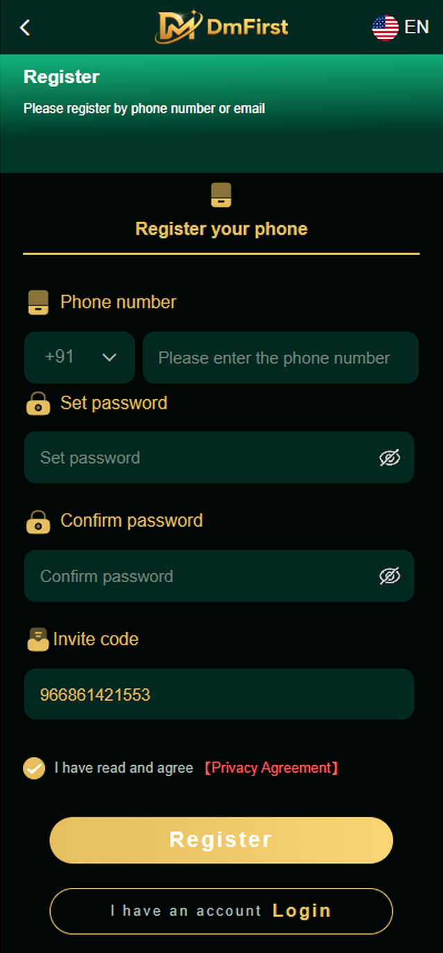 Official Account Registration Screen Guide